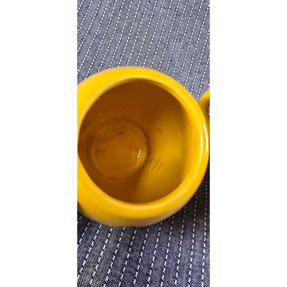 Two Vintage Retro McCoy Pottery YELLOW Smilely HAPPY FACE Coffee CUP Mug Made in - Picture 6 of 11